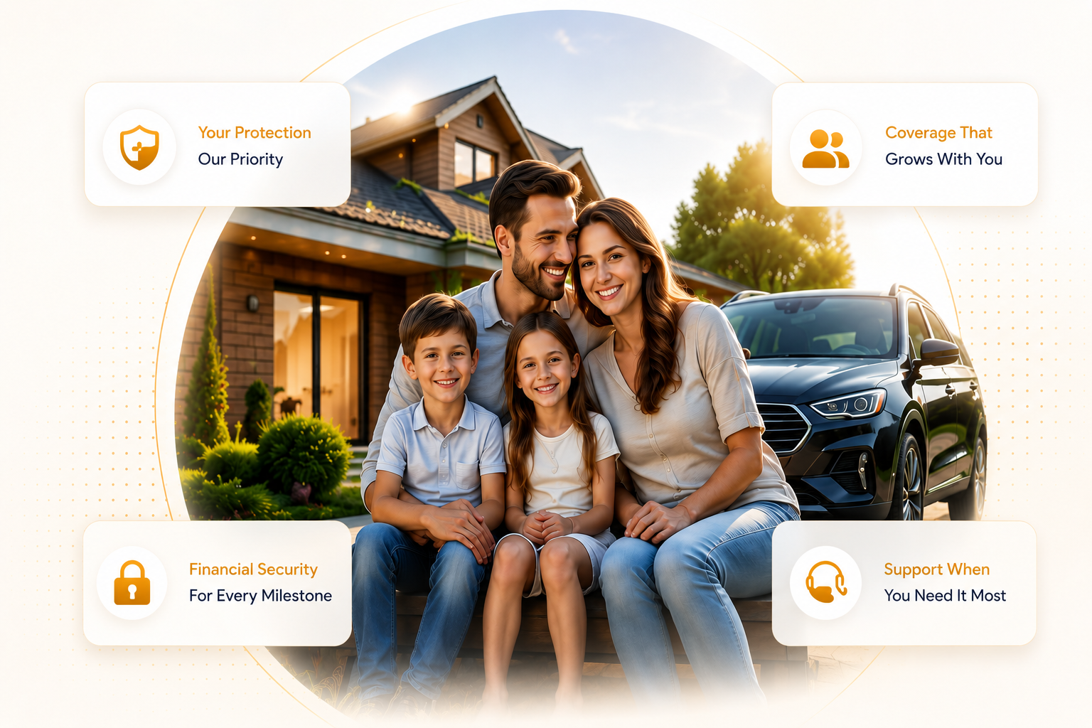 Happy family protected by Apex Financial
